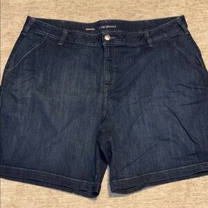 Plus sz 28 Lane Bryant Dark Denim Stretch Bermuda Shorts teal denim excellent